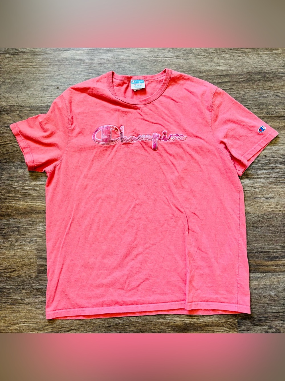 Champion Coral Logo Short Sleeve Tee